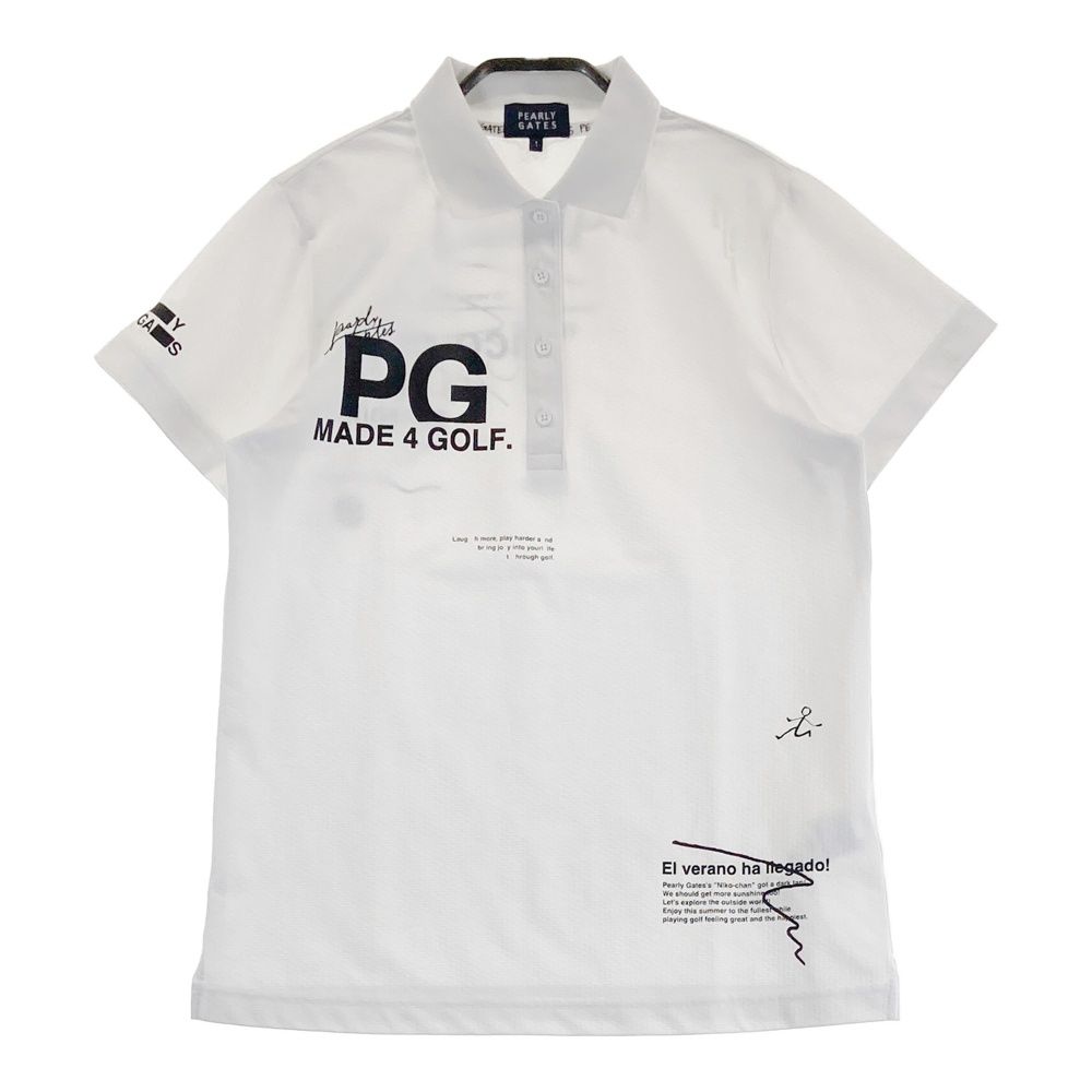 サイズ 1 PEARLY GATES パーリーゲイツ モデル 半袖ポロシャツ ニコちゃん ホワイト系 240101538255 ゴルフウェア レディース ストスト