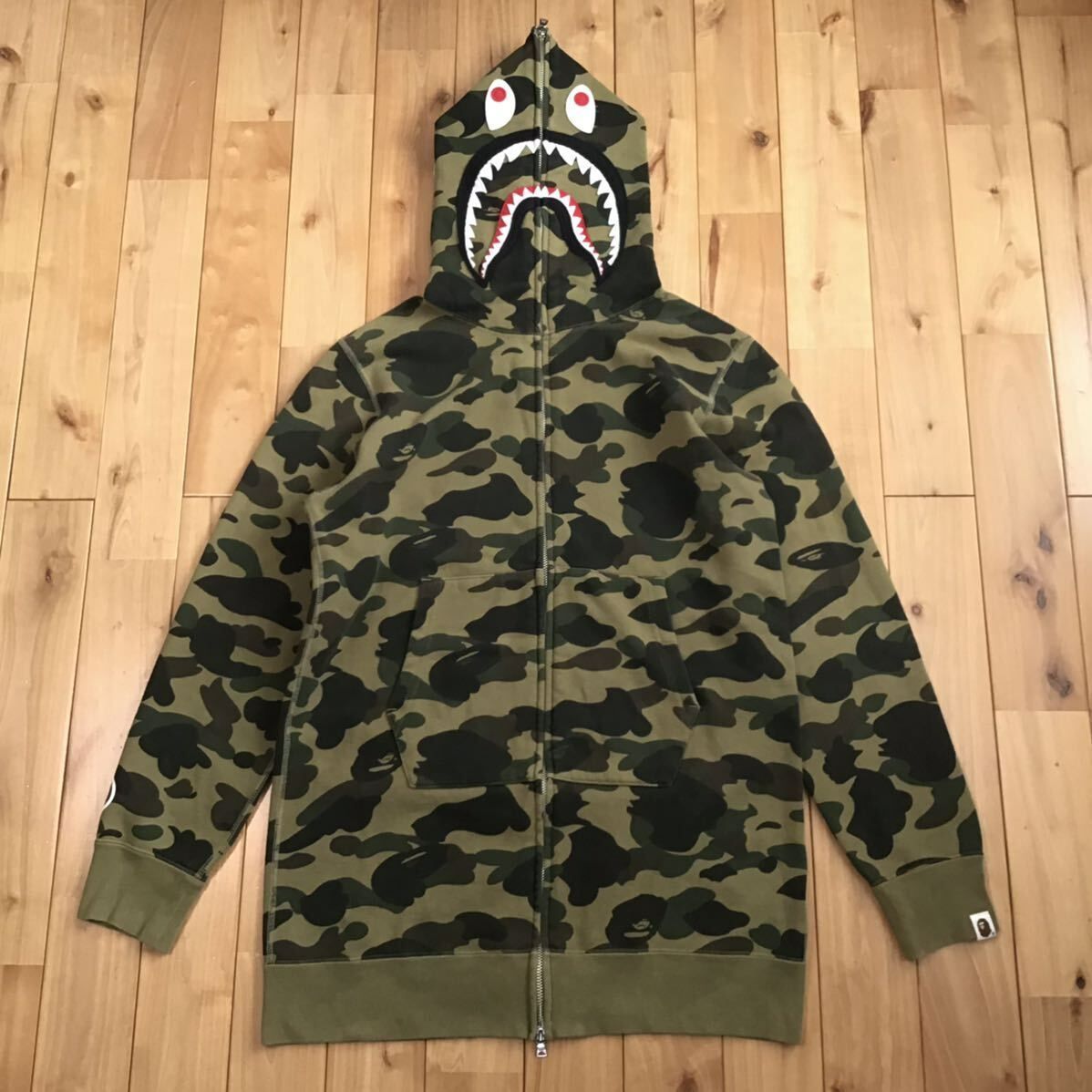 1st camo green ロング シャーク パーカー Mサイズ Long shark full 