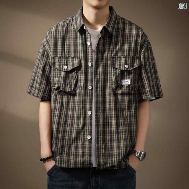 様々な 4XL メンズ ファッション 服 オシャレ シンプル 大人 かっこいい 大きいサイズ ストリート 紳士服 アメリカン レトロ ヘビー チェック柄 半袖 シャツ 夏 ワーク シャツ ジャケット 人気アイテムお得に購入！