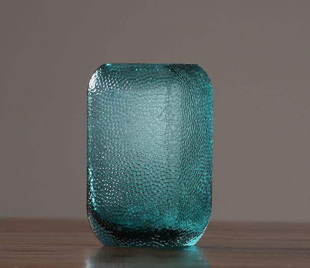 フラワーベース 花瓶 神秘的カラー 角型 モザイクガラス (ブルー