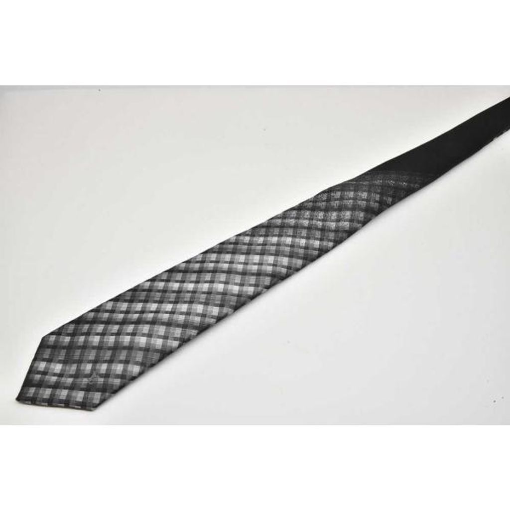 ヴィトン ネクタイ チェック柄 LVロゴ ブラック グレー 9cm シルク100
