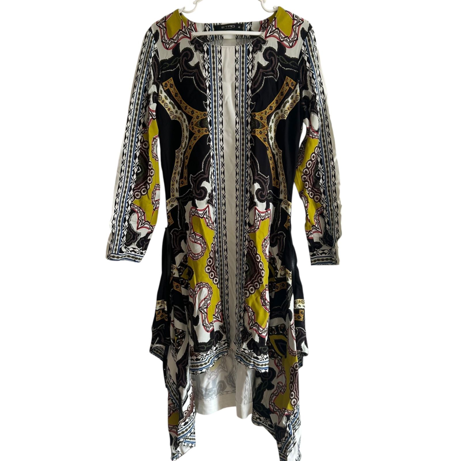 Z1422 ETRO エトロ 柄物ワンピース ホワイト レディース 42サイズ