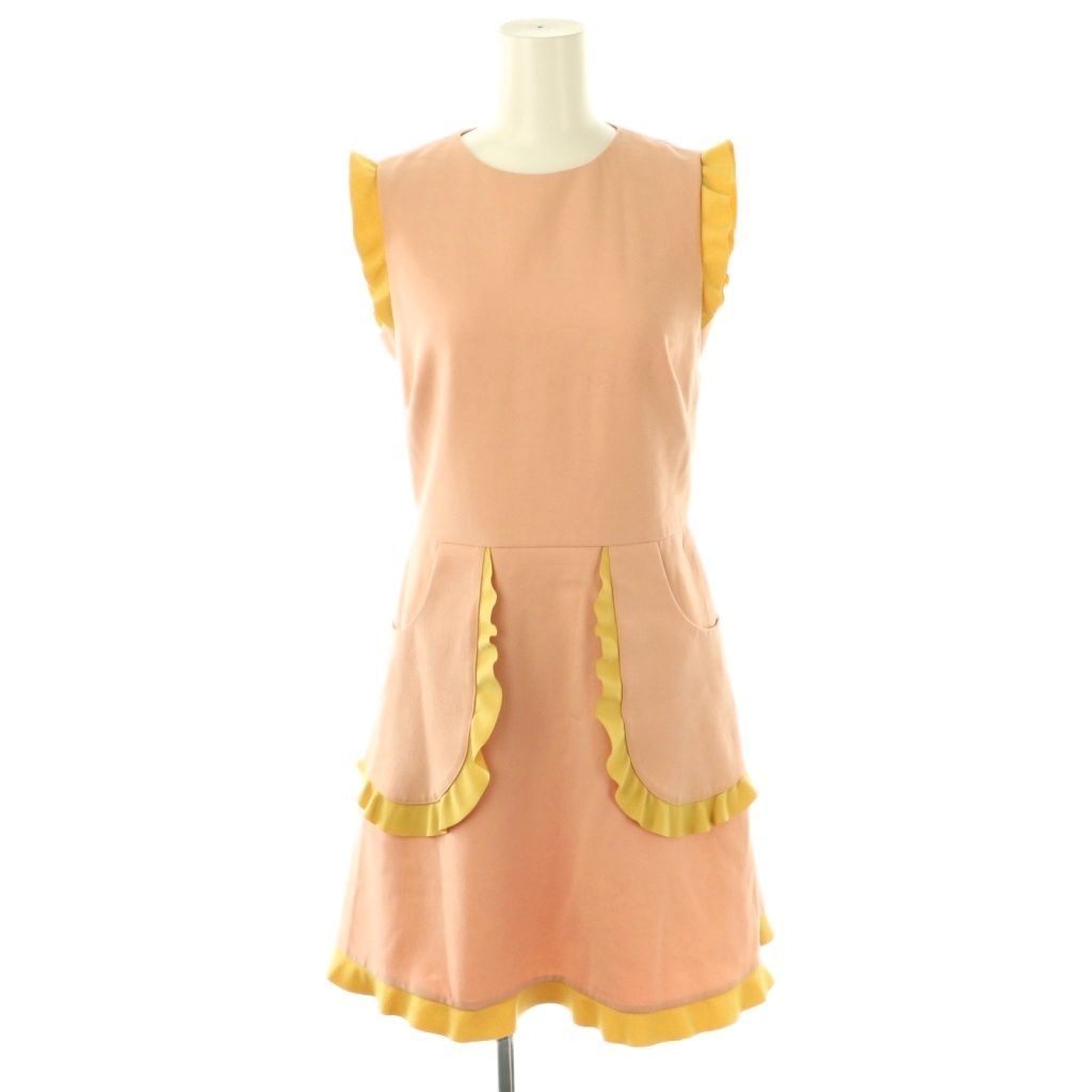 レッド ヴァレンティノ RED VALENTINO ラッフル キャディーテック ワンピース フリル ミニ ノースリーブ 38 ピンク |HK GY49