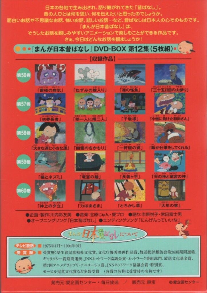 アニメDVD 初販)まんが日本昔ばなし DVD-BOX 第12集 - メルカリ