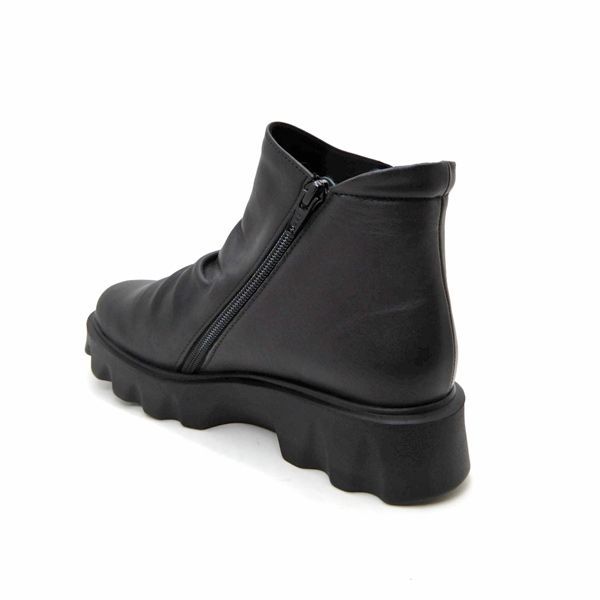 ショート ブーツ 本革 レディース 黒 幅広 4E 日本製 ファスナー Put's