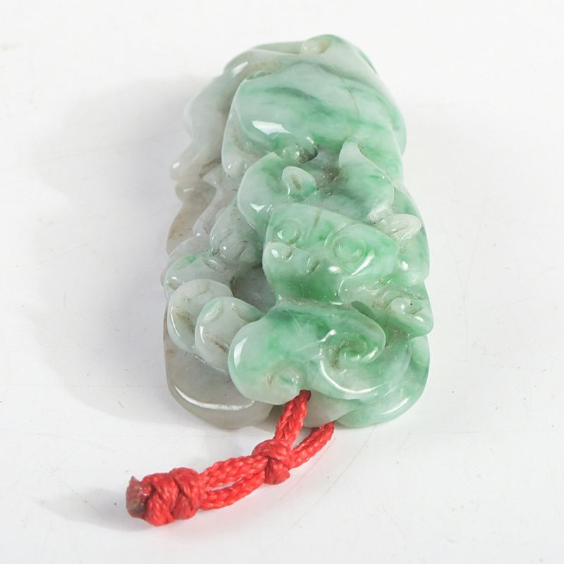 中国 玉石翡翠玉彫刻 獅子 根付 鑑定書付 C S22 - メルカリ