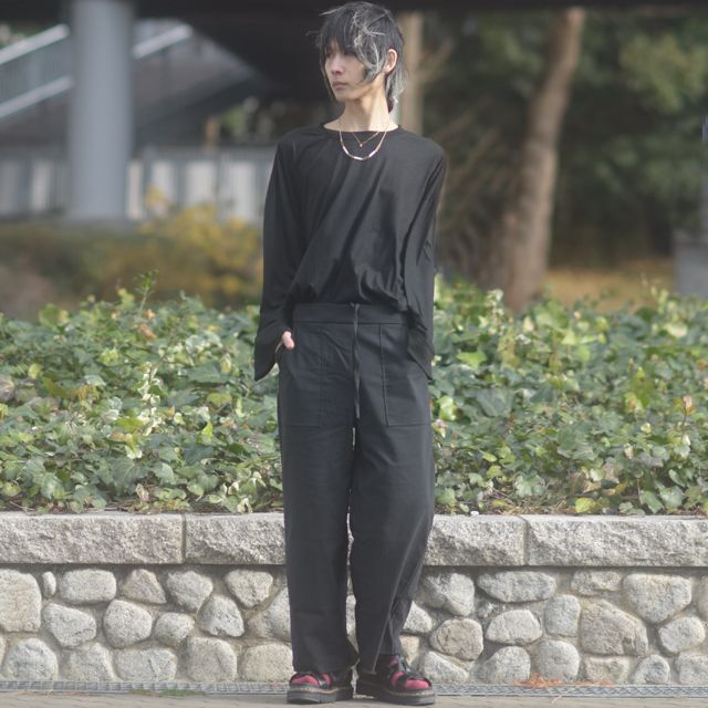 ベイカー風コットン×リネンワイドパンツ