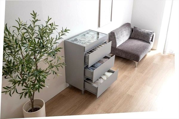 幅60cm ガラス天板 ショーケース付きチェスト 洋服 収納 MARWIL-DEMENAGEMENTS_CH