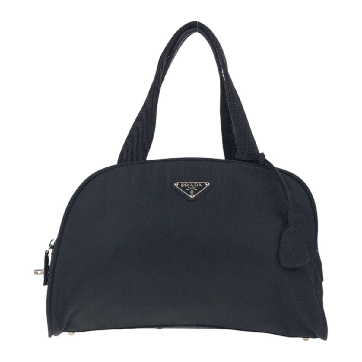 【極美品 】PRADA テスート ナイロン ハンドバッグ 三角ロゴ　肩掛け　黒 極 美品 希少品 PRADA プラダ 三角ロゴ シルバー プレート 金具