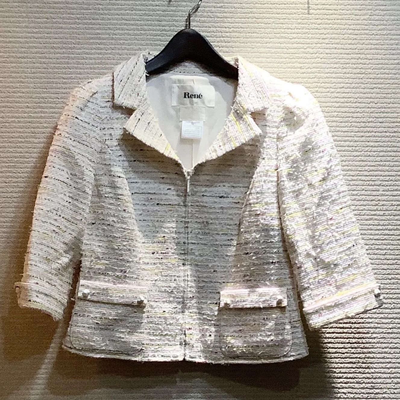 ルネツイードジャケット、サイズ36.S.7号。RENE まるい 