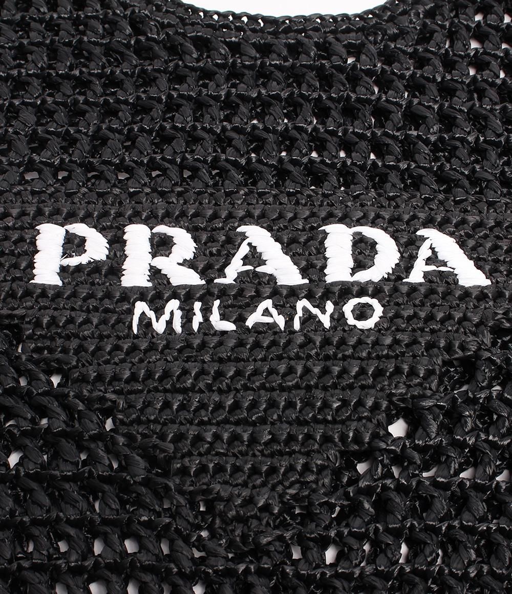 美品 プラダ PRADA かごバッグ クロシェトートバッグ ラフィア NERO 1BG424 美品 プラダ かごバッグ ショルダーバッグ クロシェトートバッグ