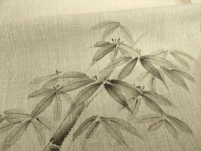 平和屋着物○訪問着 紬地 手描き 笹竹文 暈し染め 正絹 逸品