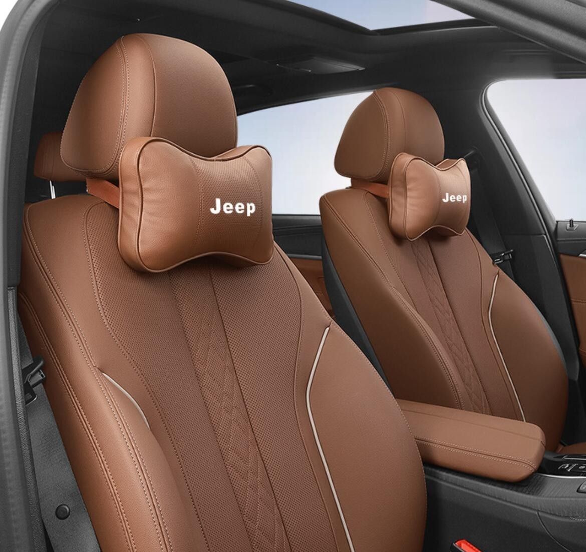ジープ JEEP ロゴ入りき 車用記憶 通気性弾性 ネックパッド レザー ネックパッド 汎用 車載首枕 ヘッドレスト 2個 4色選択可 - メルカリ