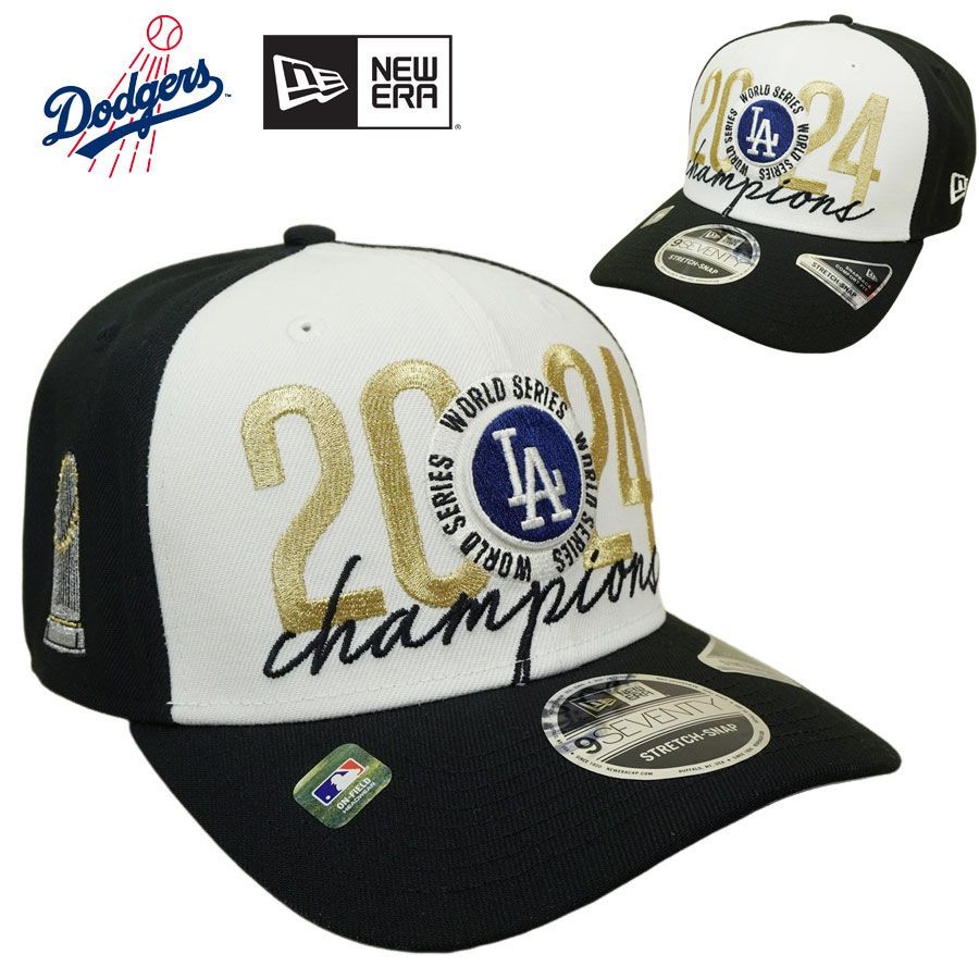 NEW ERA ニューエラ 帽子970 ストレッチ スナップバックキャップ2025 ワールドシリーズチャンピオンズロサンゼルス ドジャース LA DODGERS MLBBLACK×WHITE ブラック×ホワイト メジャーリーグ 大谷翔平 山本由伸メンズ ストリ