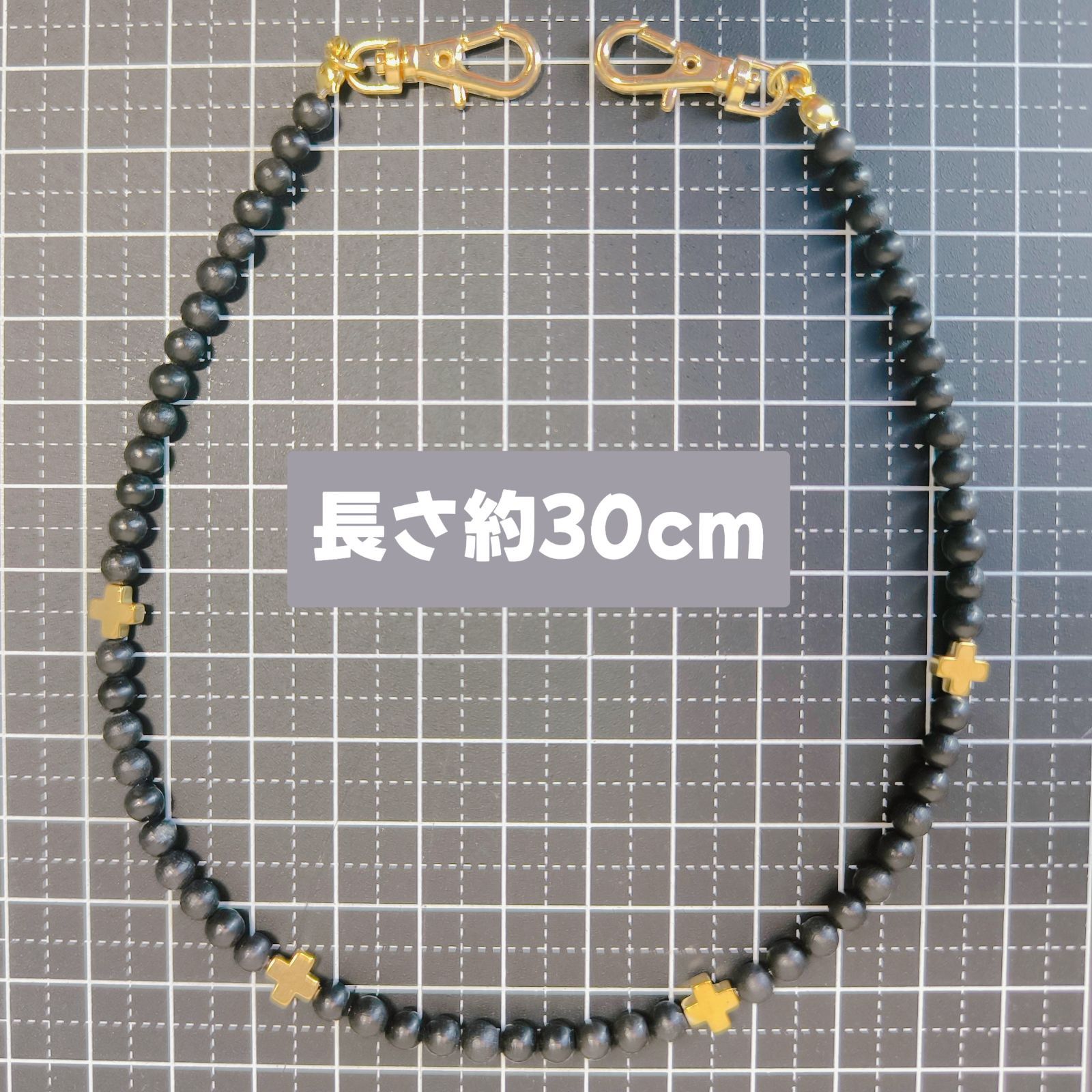 希少石☆シュンガイトのハンドストラップ☆18kgpゴールド