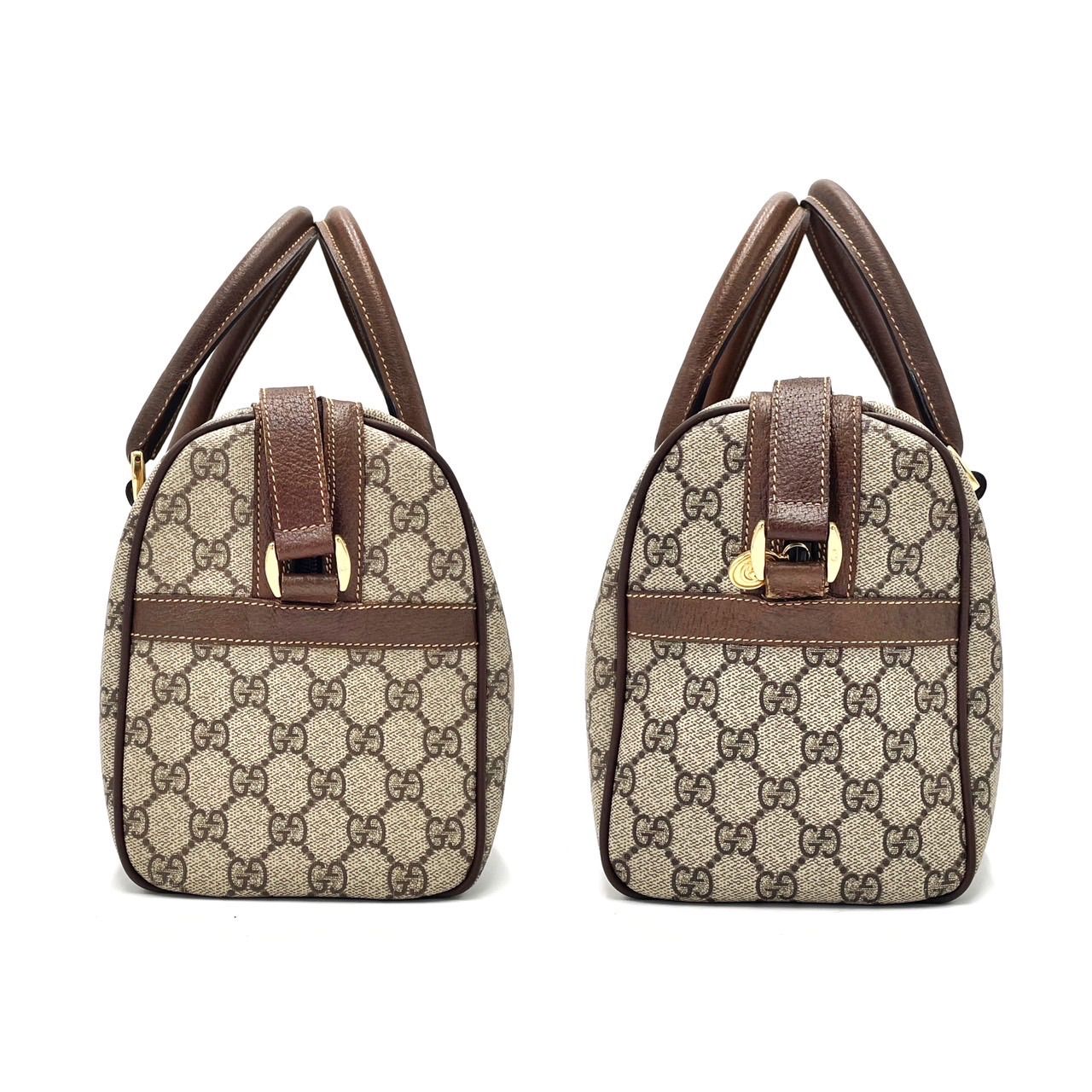 ✨極美品✨ GUCCI グッチ 2way ミニボストンバッグ ショルダーバッグ ハンドバッグ シェリーライン インターロッキング GGスプリーム 総柄  ロゴ型押し ゴールド金具 PVCレザー 斜め掛け レディース ブラウン 茶色 ベージュ 肌色 - メルカリ