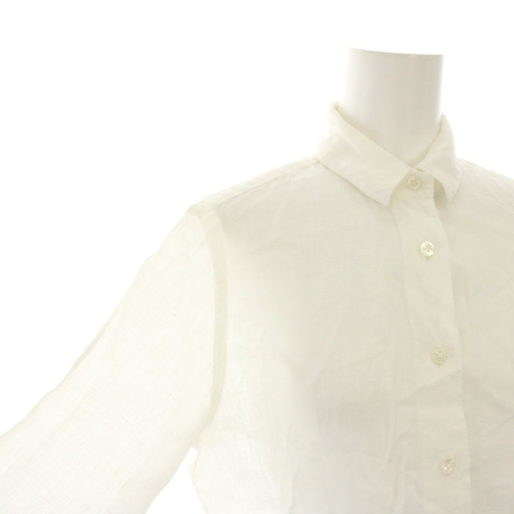 【美品】Finamore 白 長袖 シャツ リネン　サイズ40 美品 イタリア製《Finamore》コットンリネンシャツ(40)白 透け感