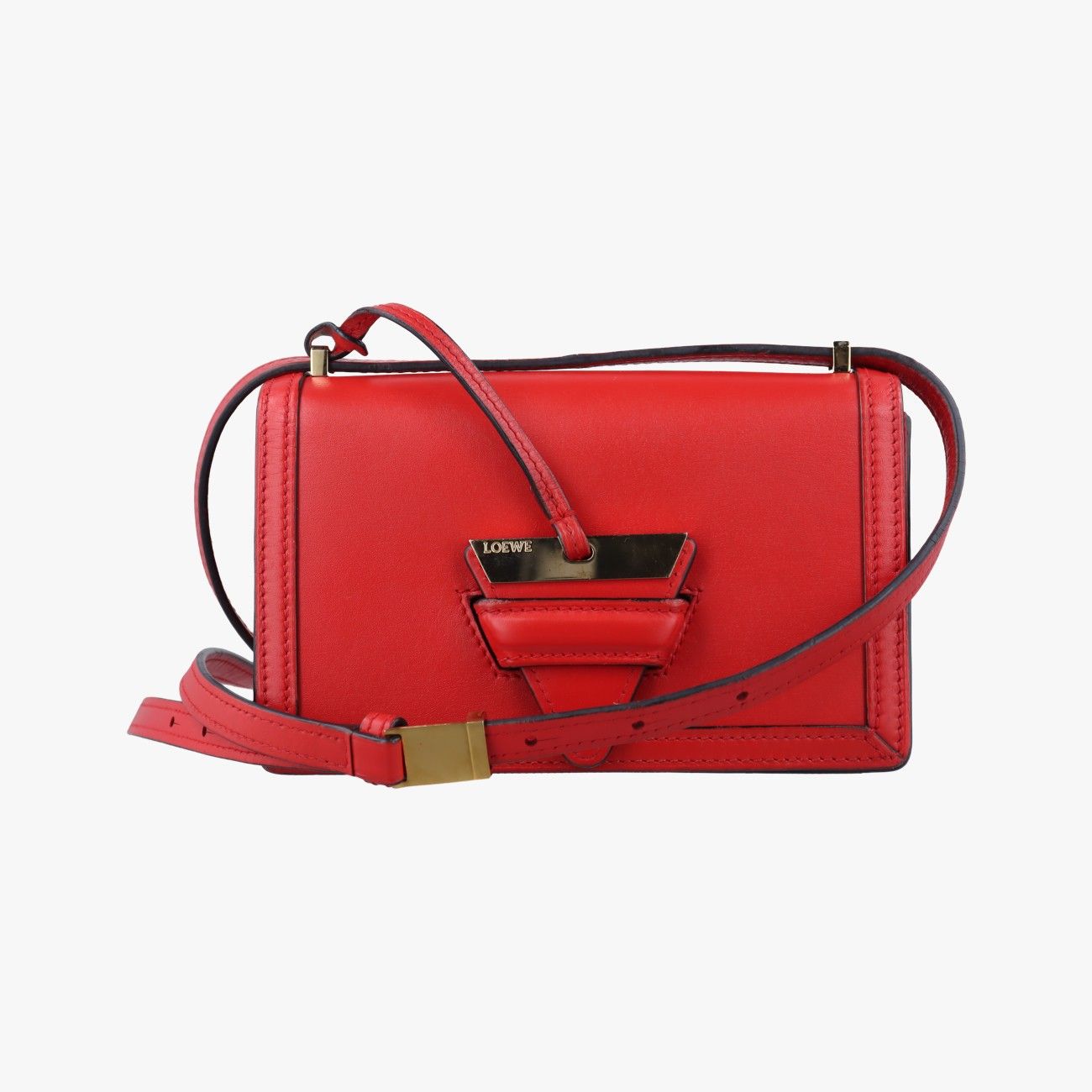 ロエベLoeweバルセロナ レッド レザー 061801