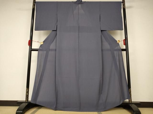 色無地 流水地模様 白梅鼠色 しつけ糸 K-5224 色無地 流水地模様 白梅