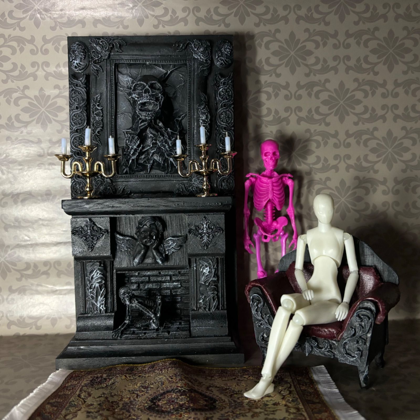 マントルピース ゴシック ロココ 人気 ブラック マントルピース