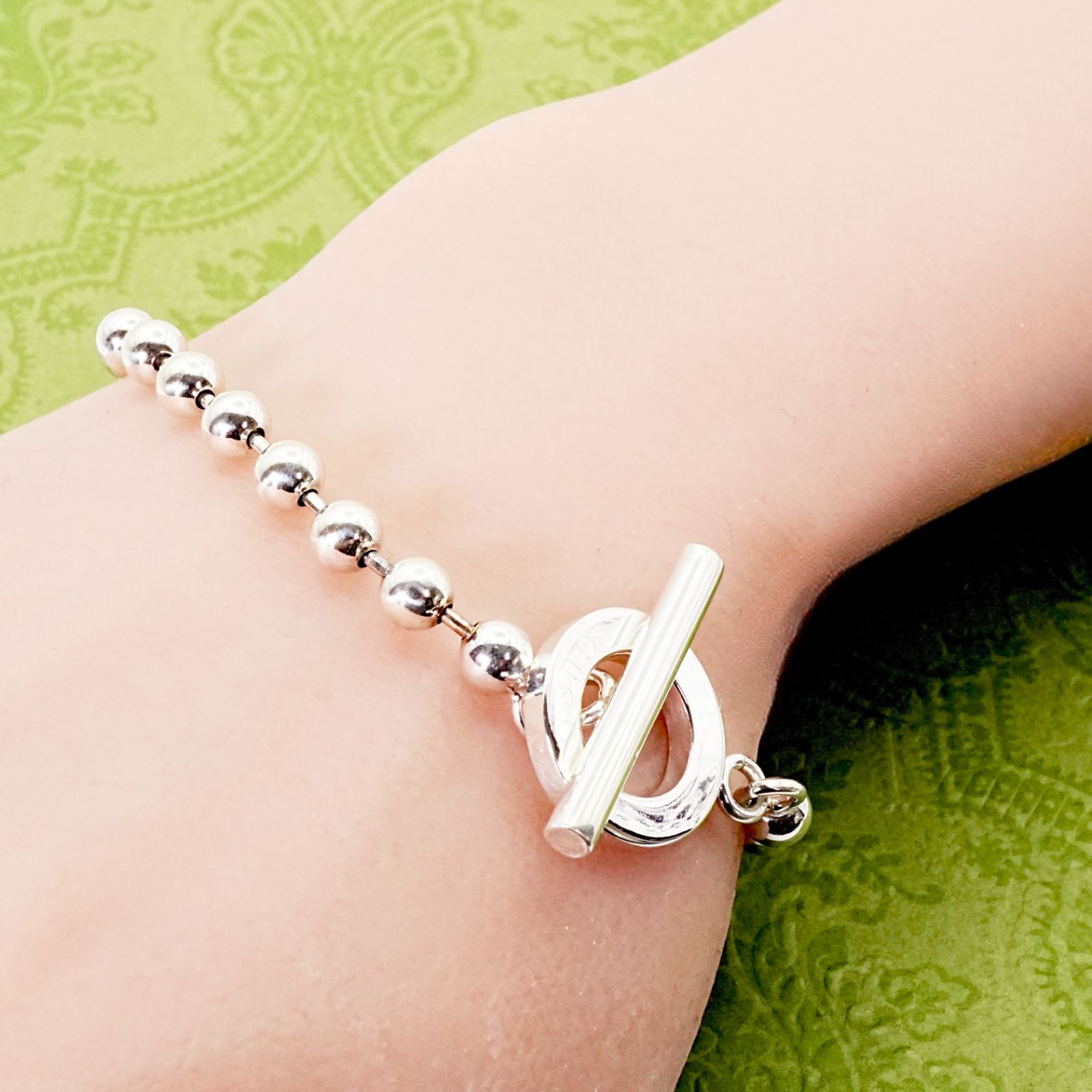 極美品 グッチ ボールチェーン トグル シルバー ブレスレット/25-382S