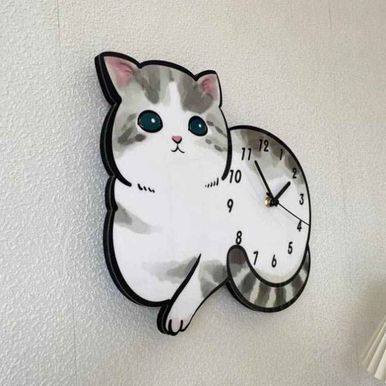 猫 壁掛け時計 時計 ウォールクロック 壁 掛け時計 木製