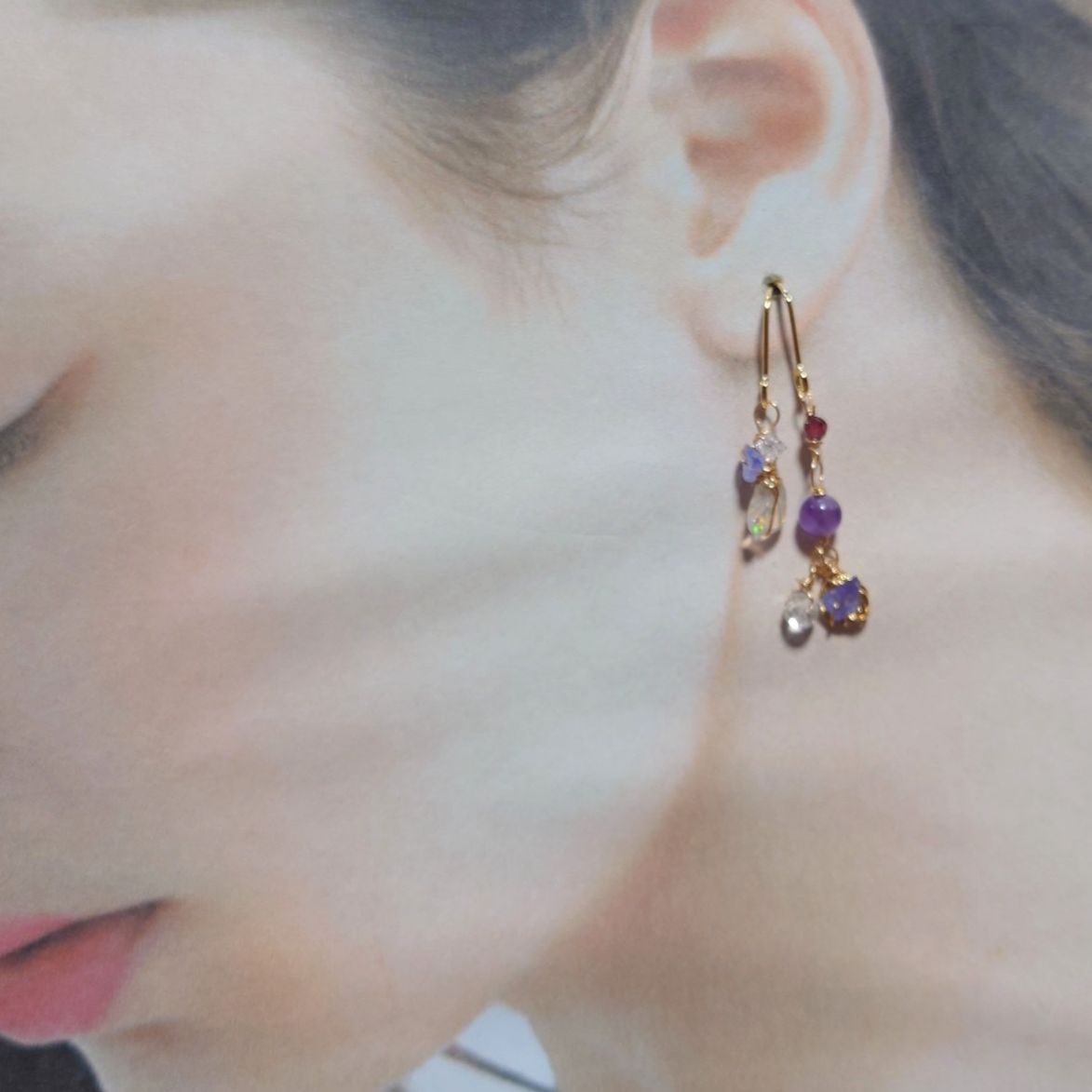 EOP15♥エチオピアオパール ピアス♥K16GP ハーキマー
