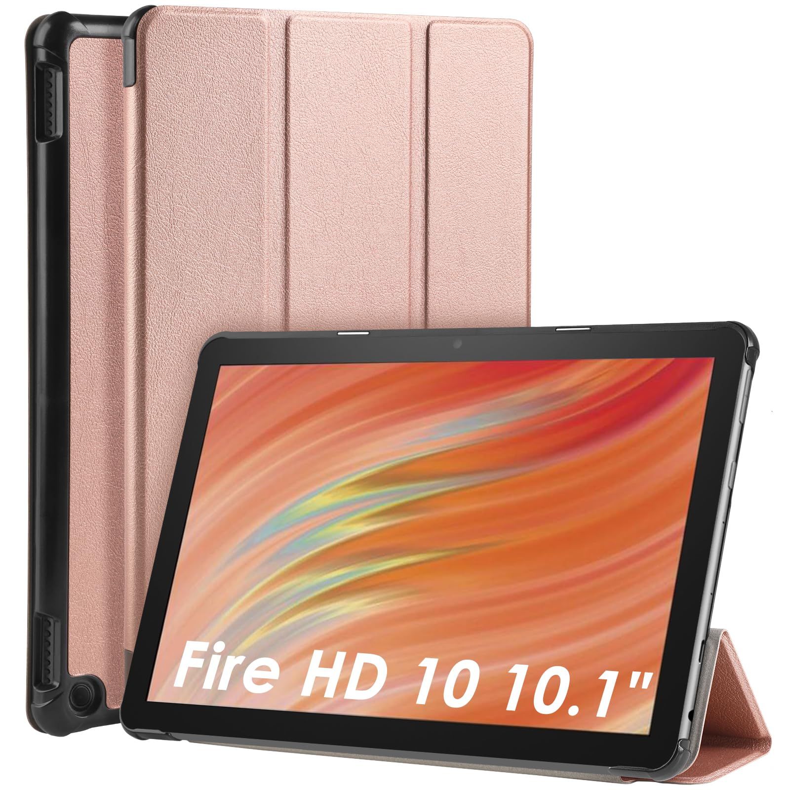 【人気商品】WDu0026CD Fire HD 10 2023 10.1 対応 タブレットケース Fire HD 10 2023 対応 タブレットカバー 薄型 耐衝撃 オートスリープ機能 肌感レザー 三つ折りスマート マグネット式 保護カバー(ピン