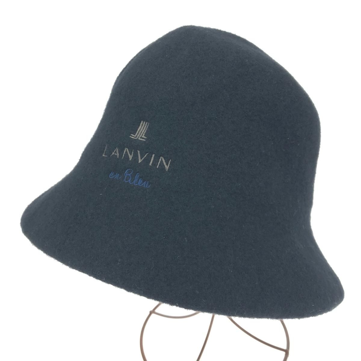 LANVIN en Bleu ランバンオンブルー 黒 リボン サマーハット LANVIN en Bleu （ランバン オン ブルー）】リボンクロッシェ