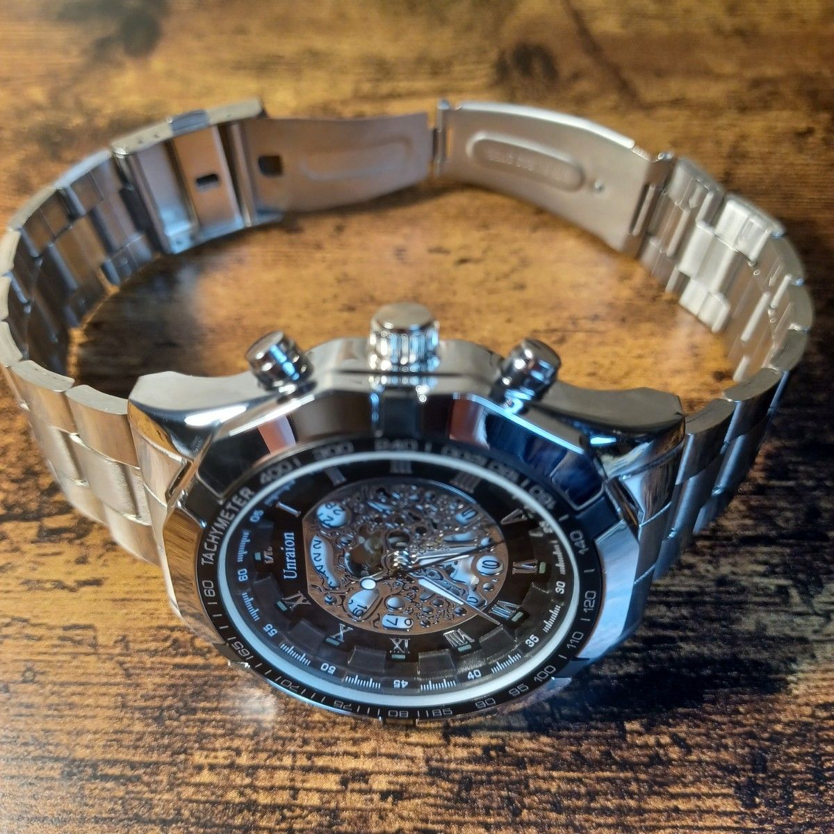 今だけ値下げ❣️新品❣️彫スケルトン Unraion  腕時計メンズ❣️SALE❣️