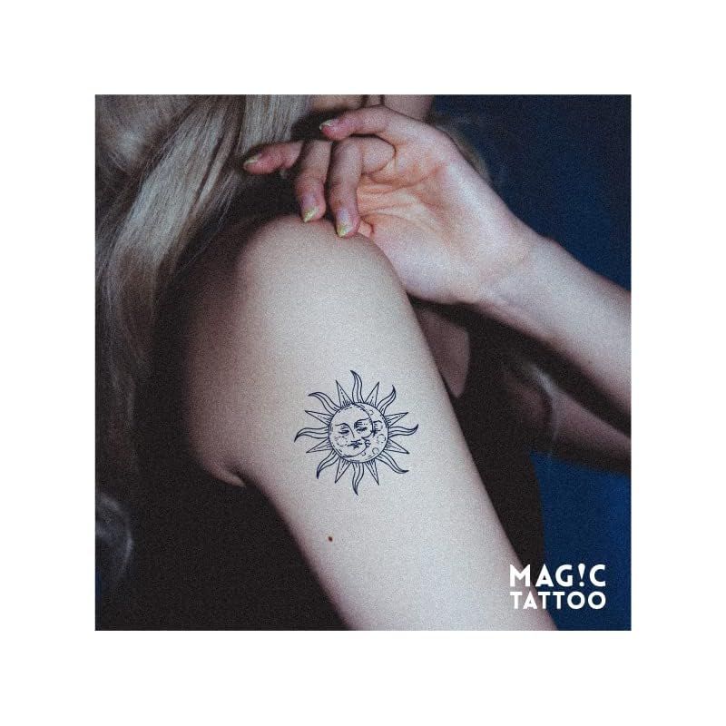 リアルタトゥー　マジックタトゥー The sun and the moon 新品】 【2枚セット】No.140_The sun and the moon/太陽,月,六芒星,星