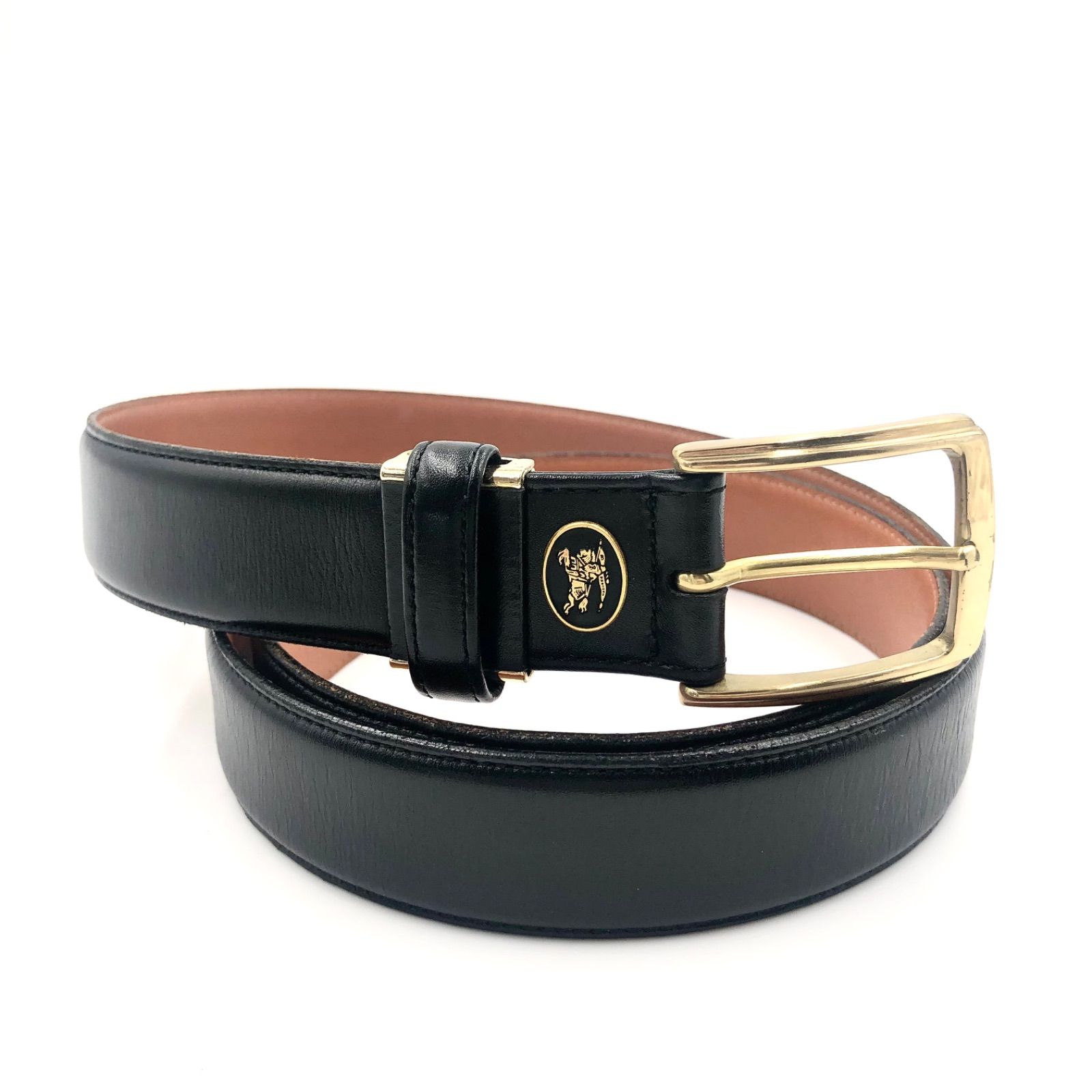 【美品】バーバリーズ　ウエストベルト　黒 ロゴ金具　ゴールド　ヴィンテージ □美品□Burberrys バーバリー リバーシブルベルト レザー 本革