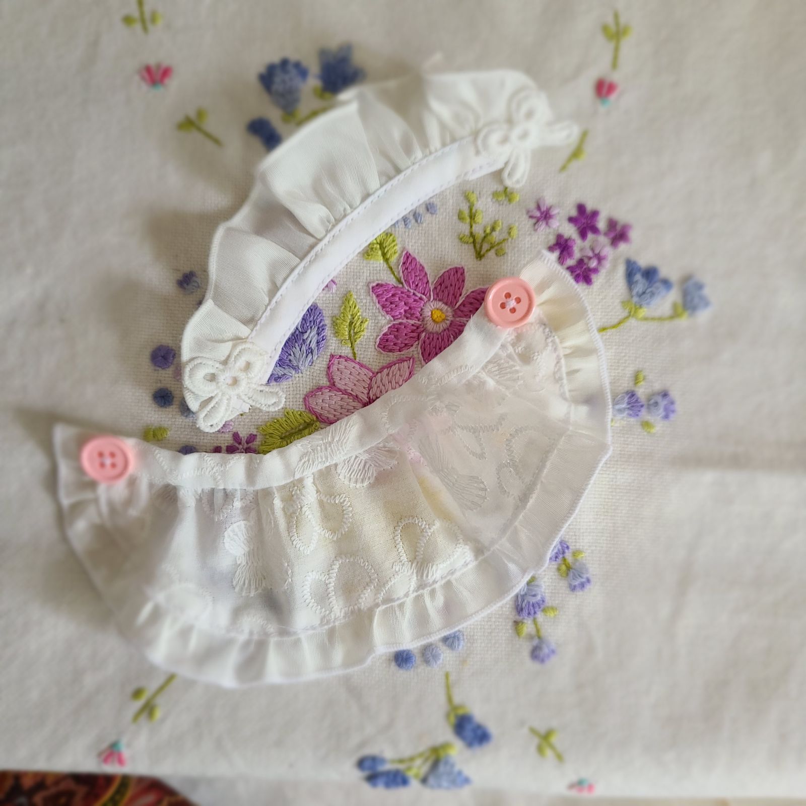 【986】 ラボット服 LOVOT エプロンドレス(ラベンダーストライプ花柄①) 986 ラボット服 LOVOT エプロンドレス(ラベンダーストライプ花柄①