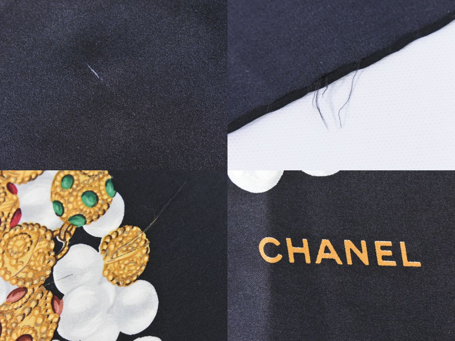 本物 シャネル CHANEL ジュエリー柄 スカーフ ショール バンダナ