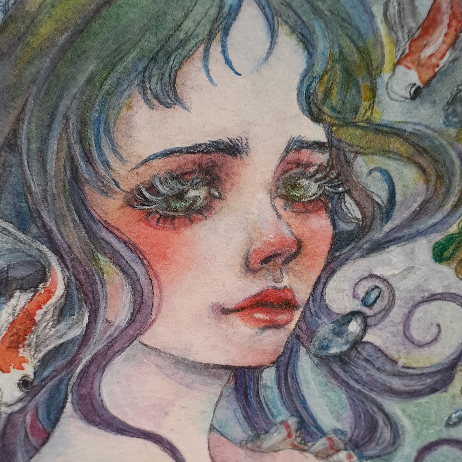 A3美女絵 vegetable 手描きオリジナルイラストアート絵CG Hand drawn