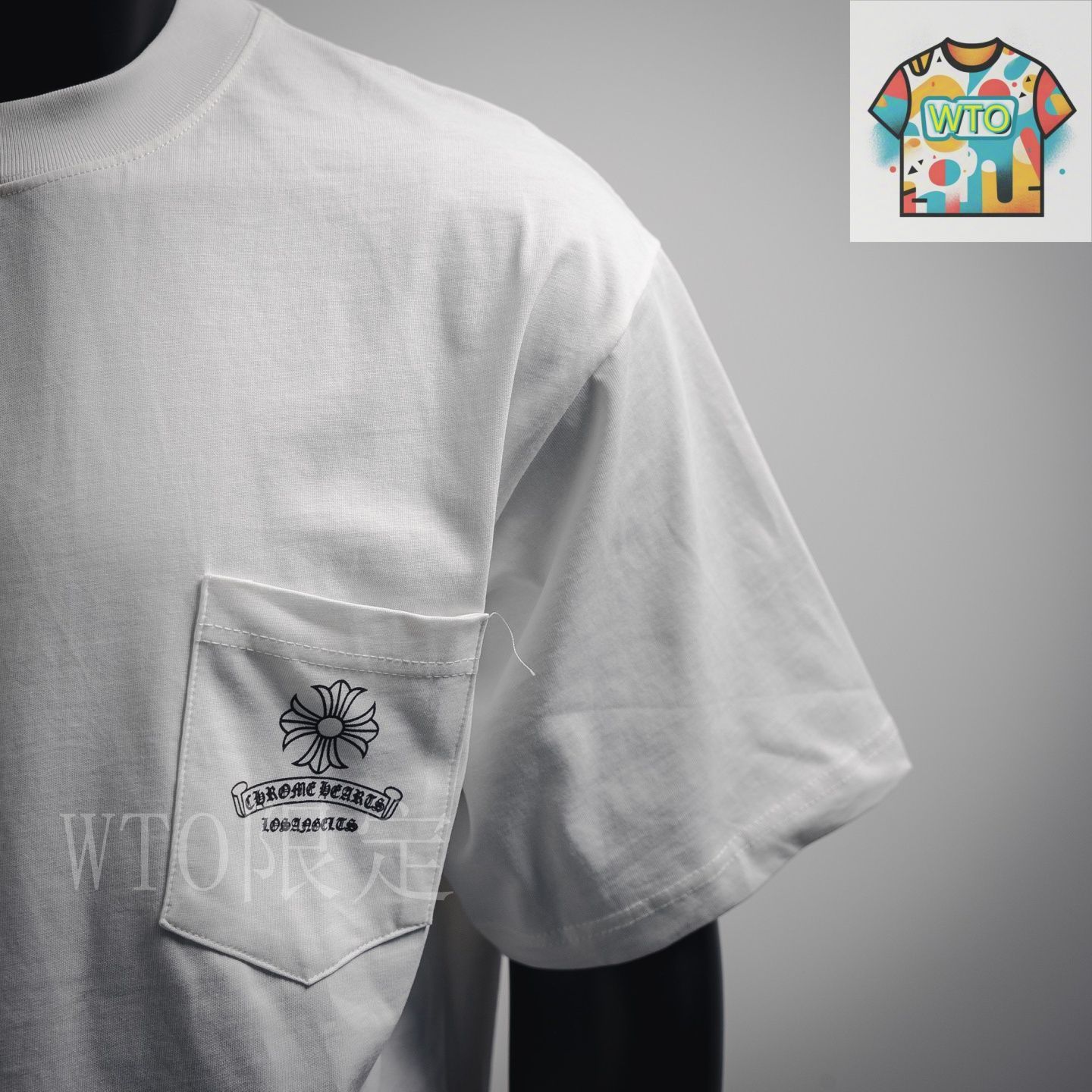 CHROME HEARTS シャツ 今日WTO】CHROME HEARTS ポケットクロスプリント T シャツ-ZI84