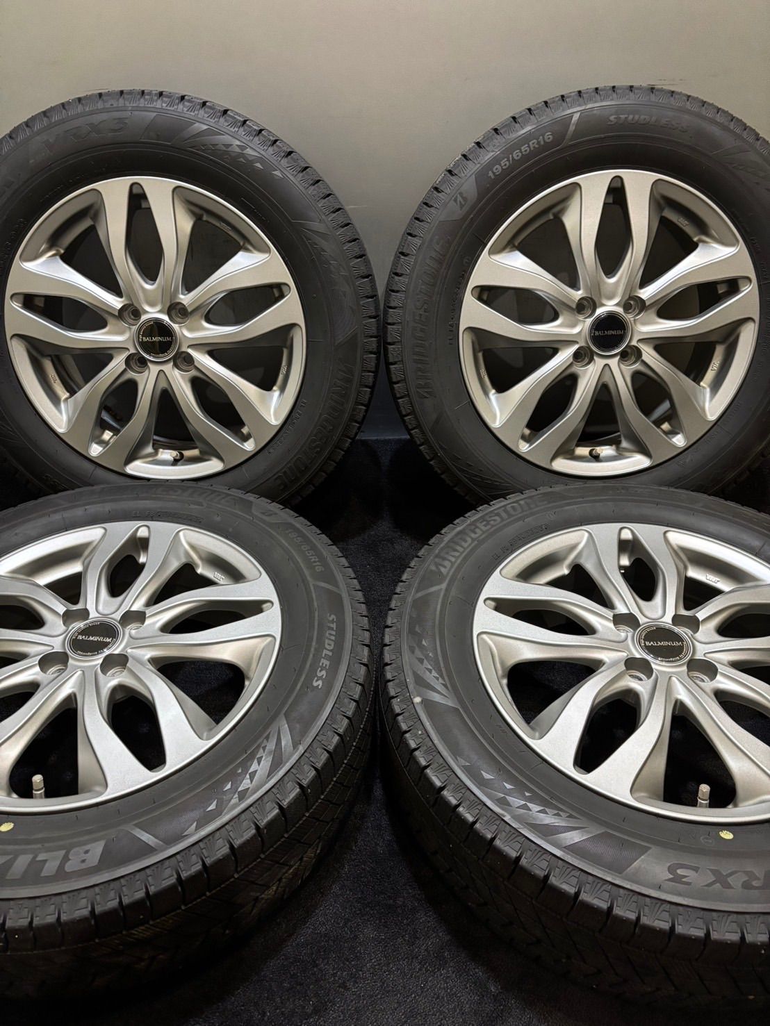 195|65R16 BRIDGESTONE|VRX3 23年製 BALMINUM 16インチ 6J 50 100 4H スタッドレス 4本 ライズ ロッキー 南5-J458