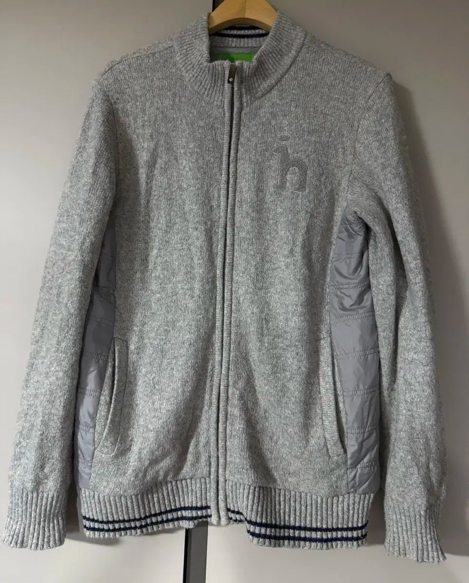 HAZZYS へジス ゴルフ 防風 ニット フルジップアップ グレー メンズ95-細身100