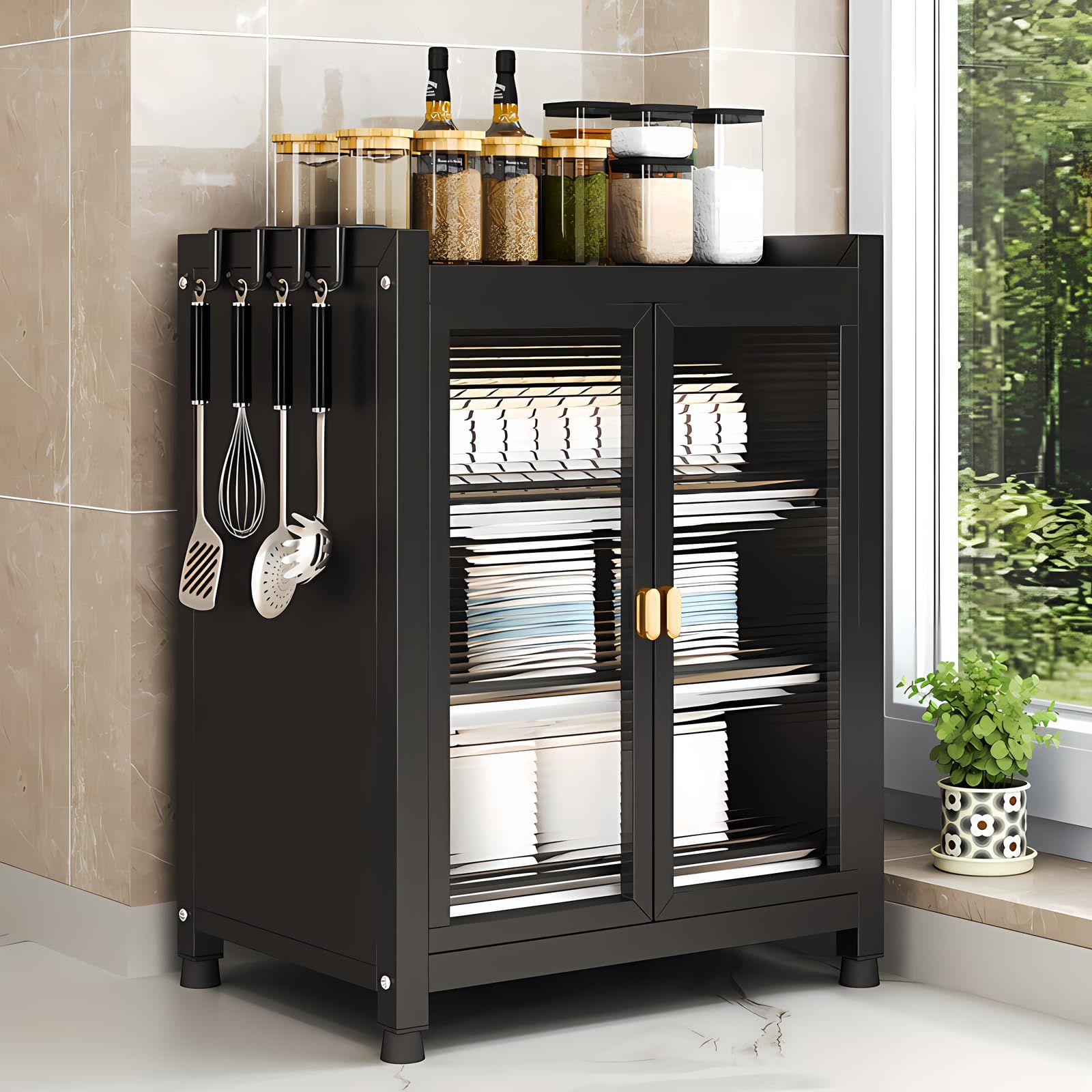 数量 奥行44.5 食器整理 調理器具 cm幅28 省スペース コンパクト cm高さ58.5 ドライバー付属 20分 組み立て簡単 cm オープンラック 対開ドア 収納家具 ブラック 3段 幅44.5cm キッチンラック スリム レンジ台 キャビネット キ