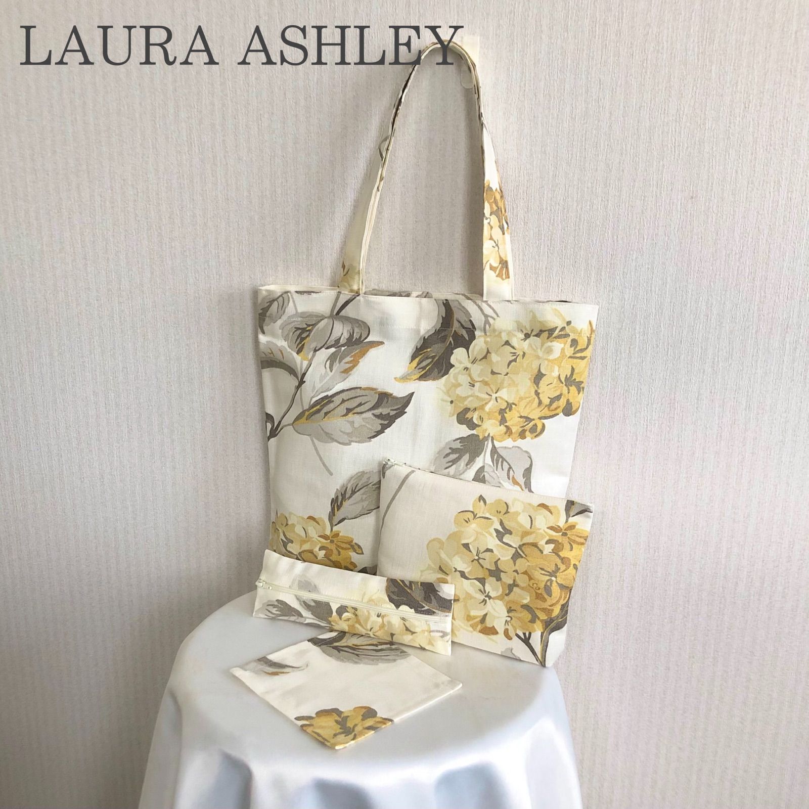 LAURA ASHLEY トート・ポーチ・ペンケース3点セット ハイドランジア