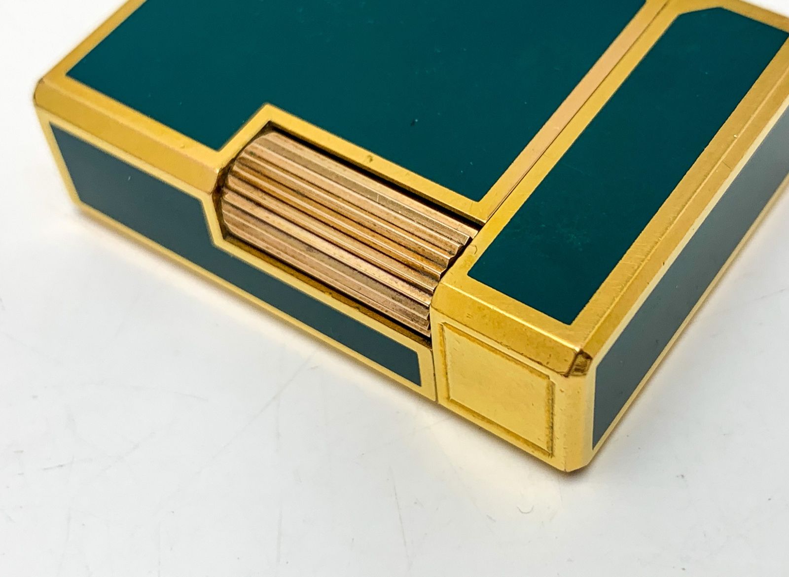 貴重な S.T.Dupont エステーデュポン グリーン ゴールド 都彭 ライター ローラー式 ガスライター 喫煙具 喫煙グッズ コレクション 現状品