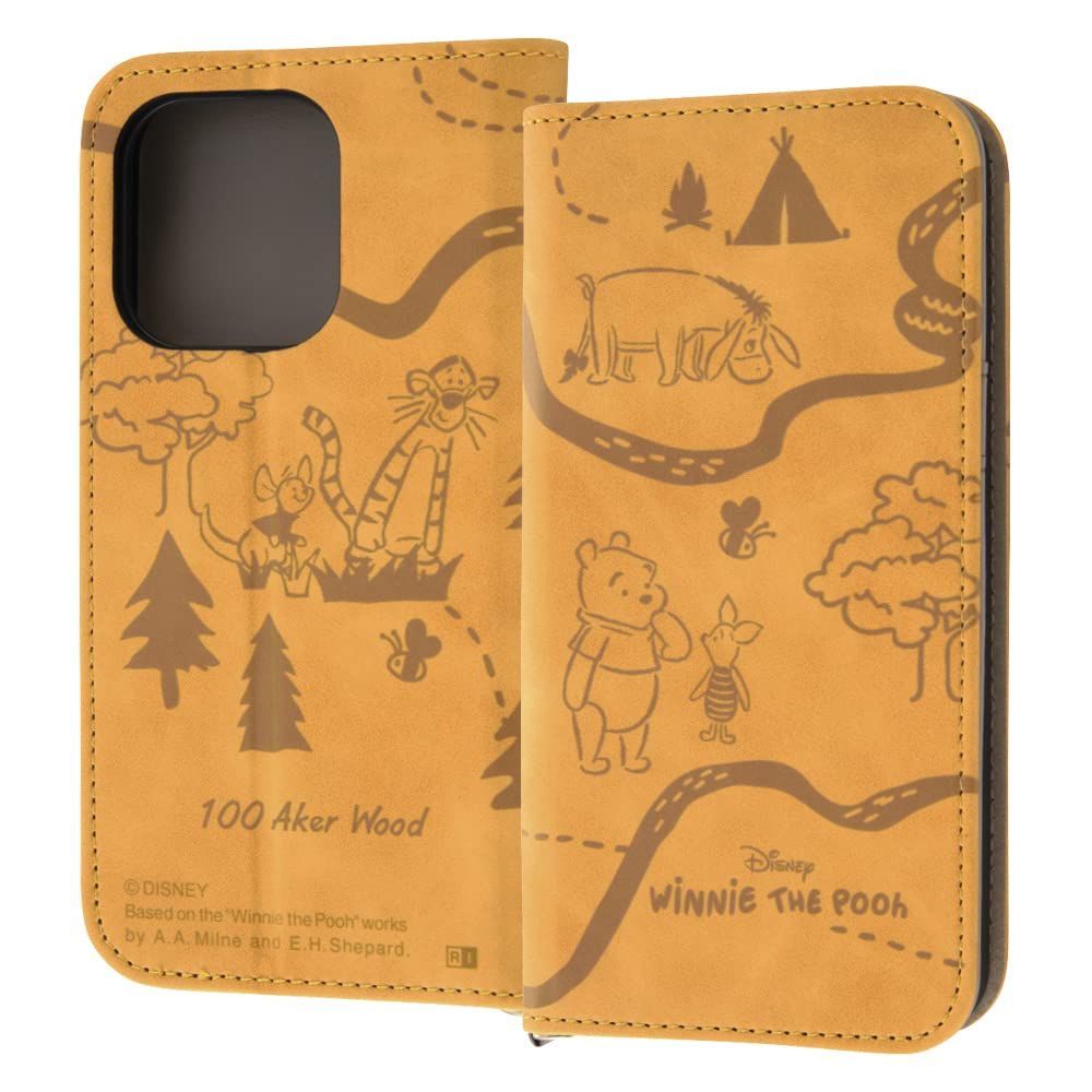 【在庫セール】イングレム iPhone 14 Pro ケース ディズニー キャラクター 耐衝撃 手帳型 ケース Raffine/くまの プーさん