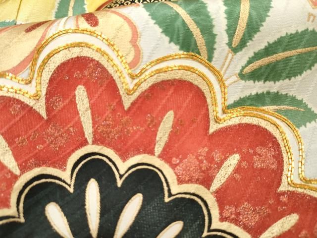 平和屋着物▽豪華振袖 駒刺繍 立波松文 暈し染め 金彩 正絹 逸品