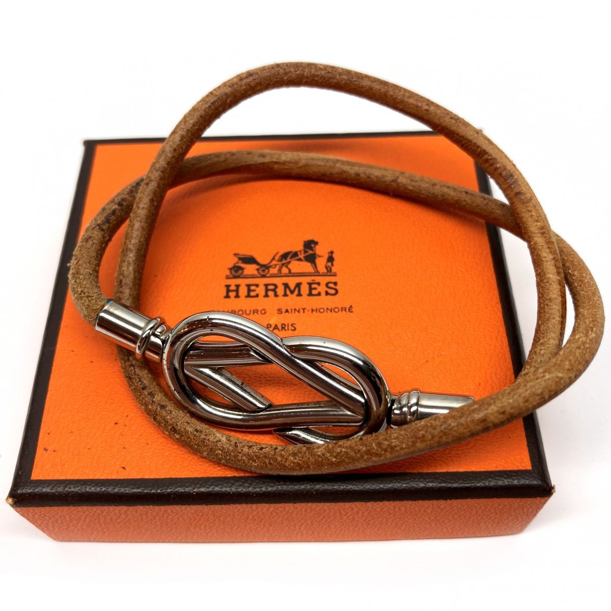 HERMES エルメス アタメ レザーチョーカー 2連ブレスレット