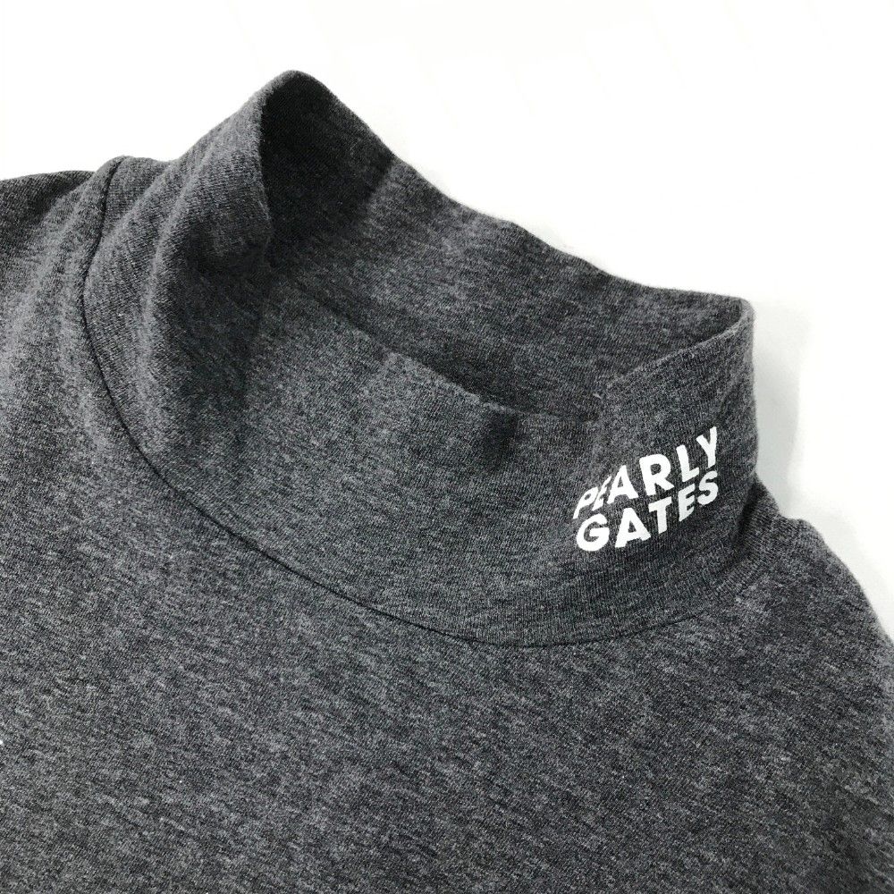 サイズ：5 PEARLY GATES パーリーゲイツ  ハイネック 長袖 Tシャツ  グレー系 [240101458663] ゴルフウェア メンズ ストスト PEARLY GATES パーリーゲイツ ハイネック 長袖Tシャツ グレー系