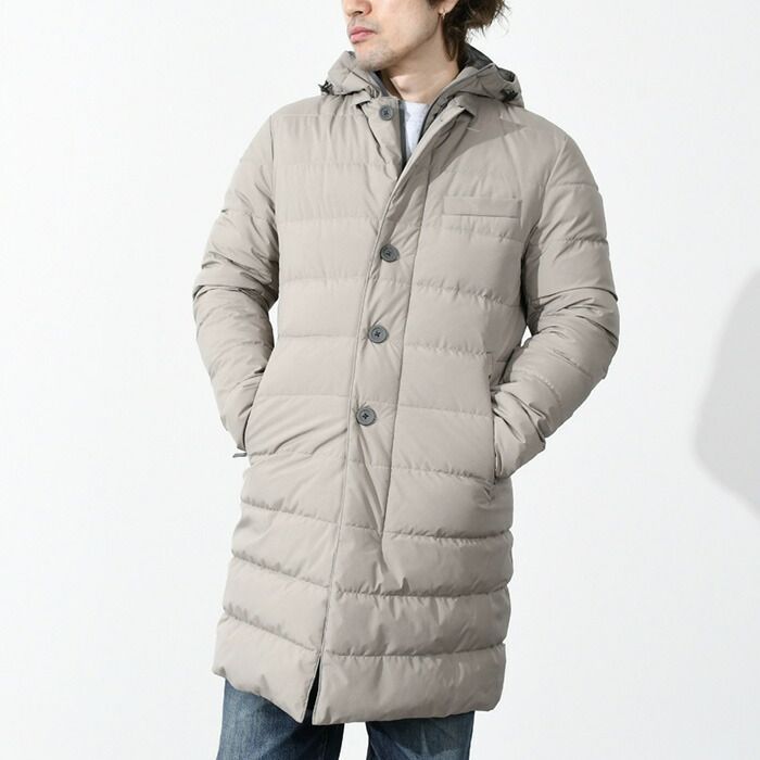 HERNO ヘルノ チェスターコート 46 グレージュ アウトレット】HERNO ヘルノ ライナー付き コート/カシミヤ