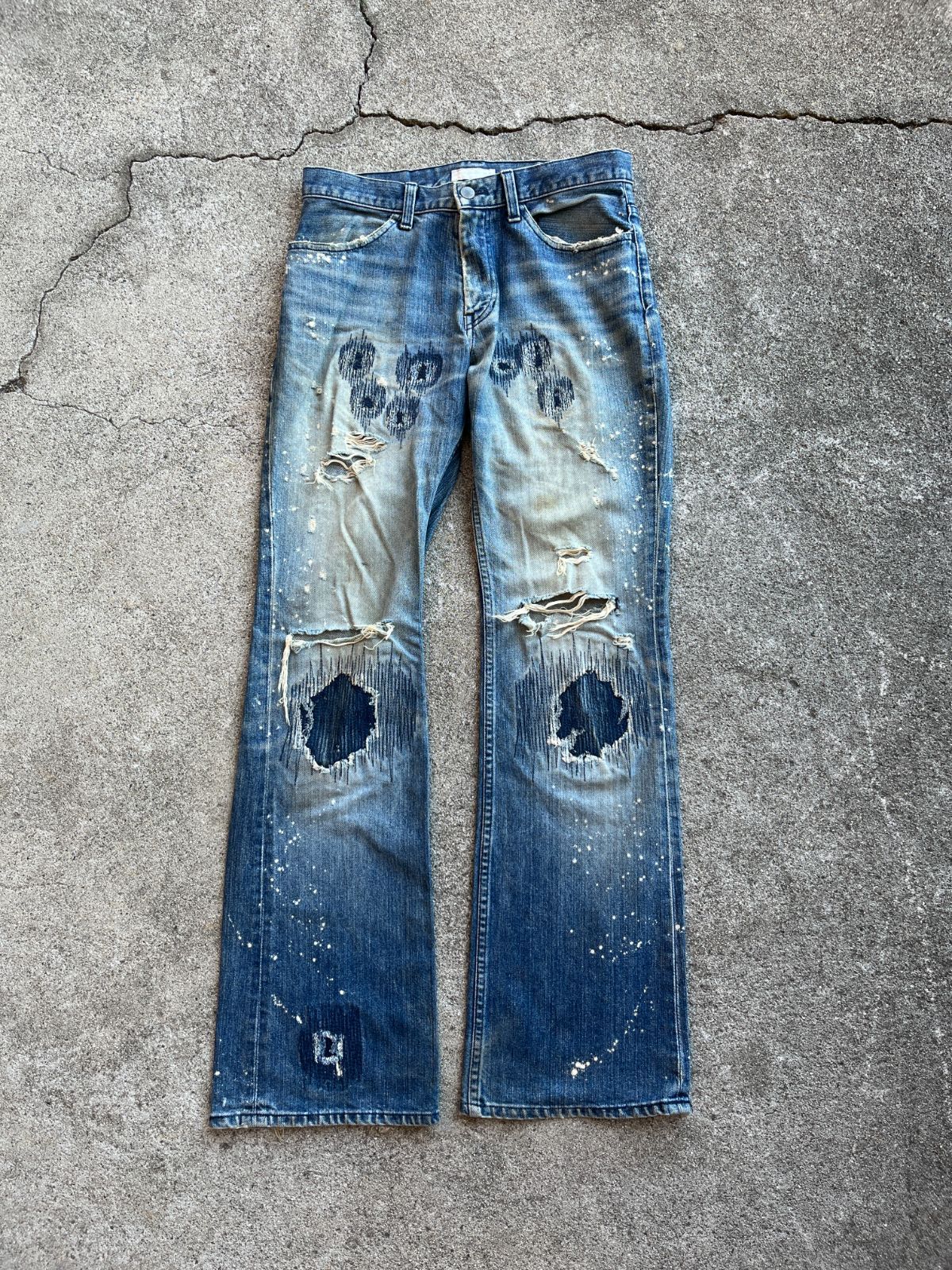 2001AW Number (N)INE STANDARD Grunge Damage Denim ナンバーナイン スタンダード期 名作グランジダメージデニム リペア加工 日本製