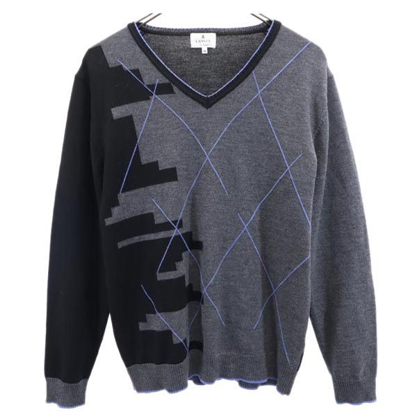 ランバンオンブルー Vネックニット セーター 48 グレー LANVIN en Bleu 長袖 レディース 【中古】  【230925】