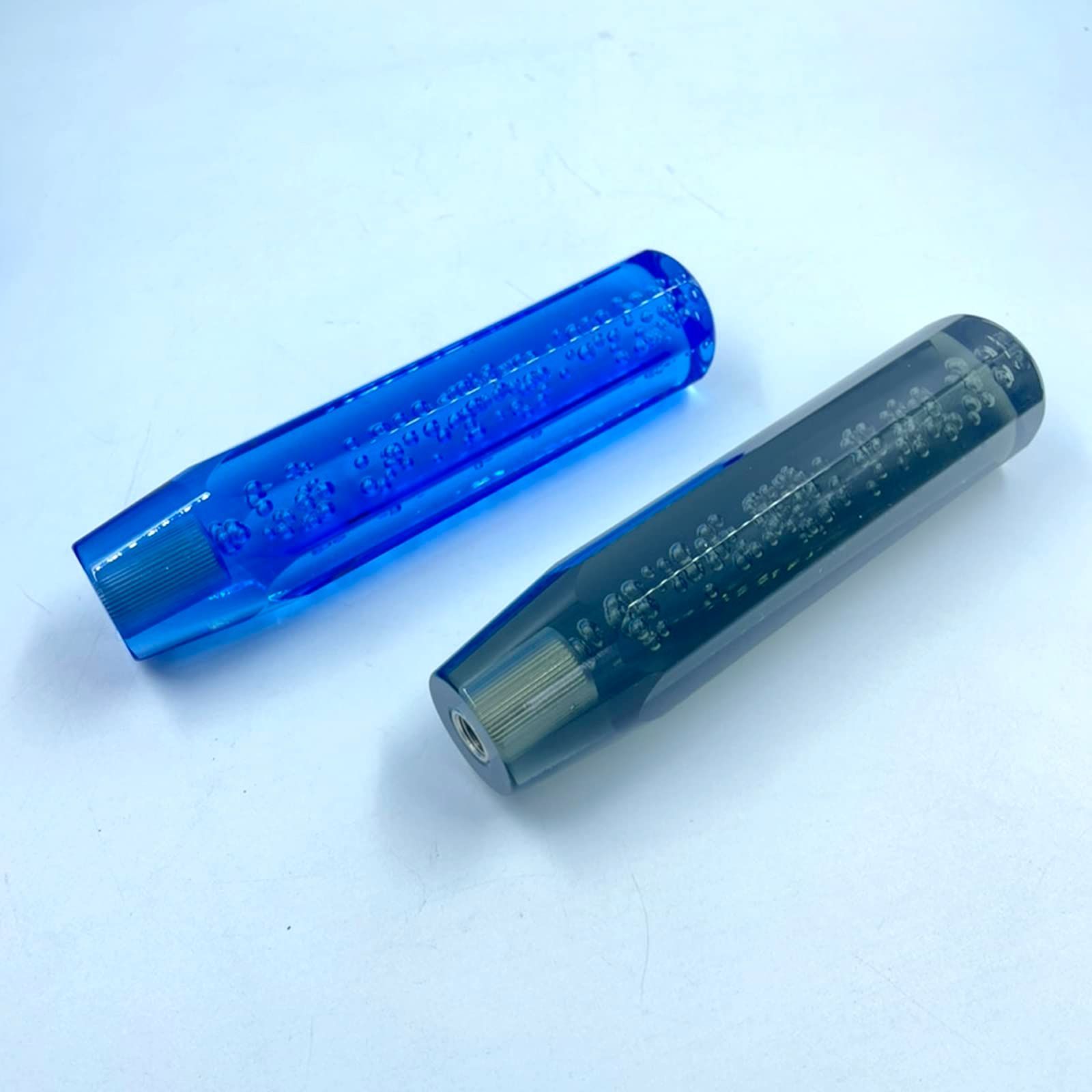 【数量限定】[SCGEHA] クリスタルシフトノブ 汎用 バブル 八角 泡入り アダプター付き 3カラー 20cm（ブルー）