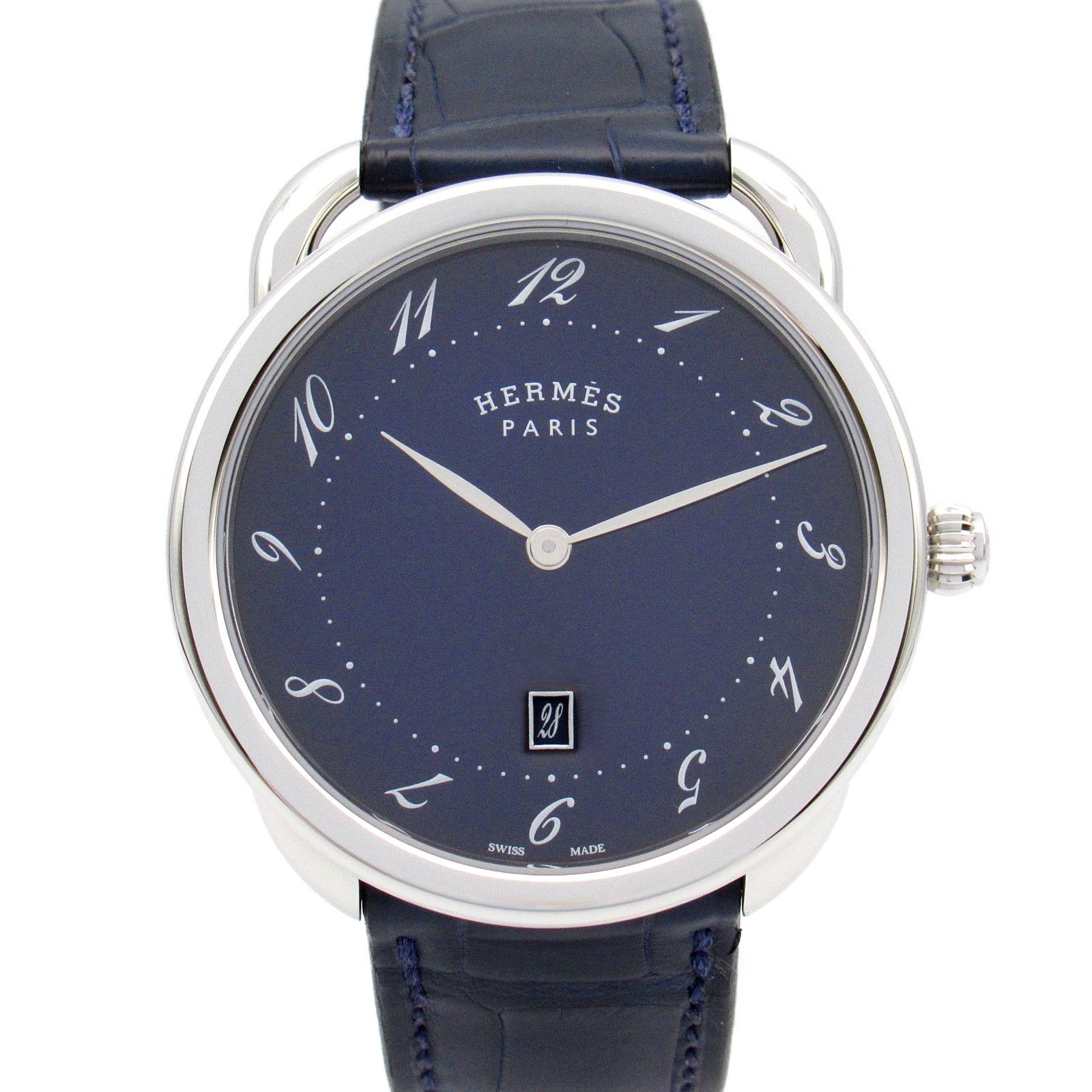 エルメス HERMES 腕時計 アルソー AR7Q.810 ブルー ステンレススチール アルソー メンズ Used A